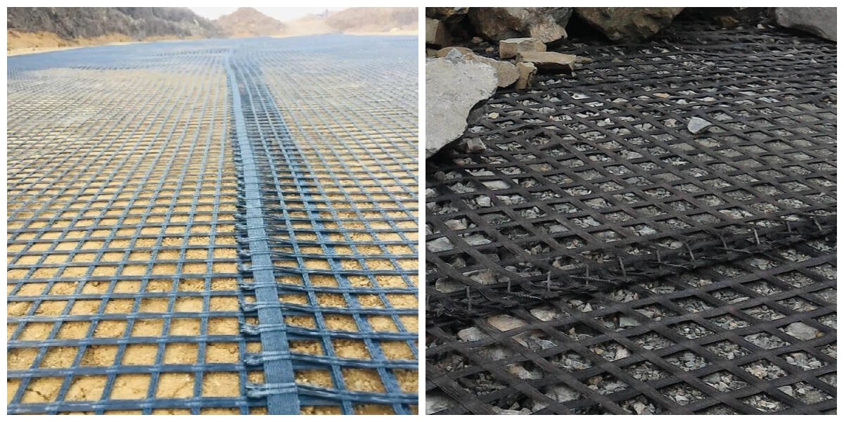 Lưới địa kỹ thuật đơn trục hai trục Polyester dùng cho tường chắn