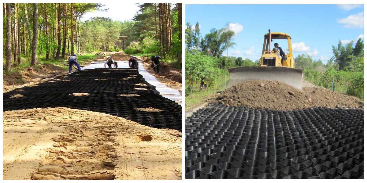 Geocélula em PEAD para estabilização de estradas de gravilha